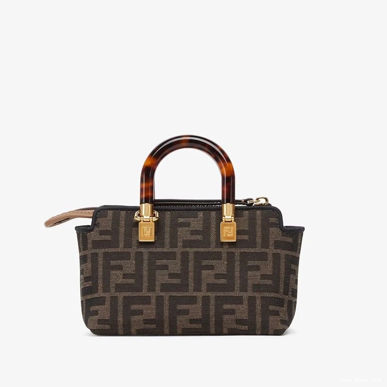 Cheap FF Bag Fabric The ROMA By Boston Motif Logo Way Brown Mini In Fendi 0808